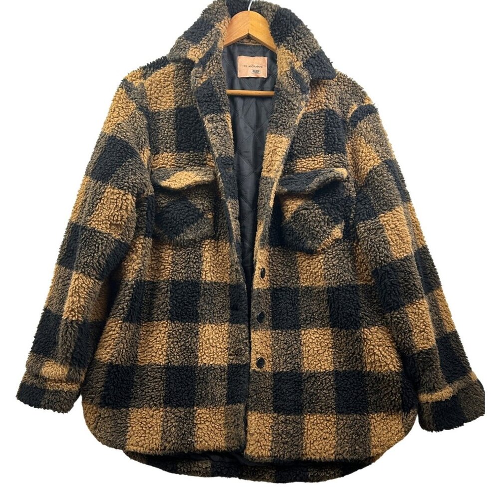 The Andamane Evita Buffalo Plaid Sherpa Jacket Womens XS Oversized Made in Italy